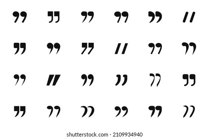 Quotes icon set. Quote mark collection. Quotation marks black. Quotation signs and citation symbols. Vector illustration.