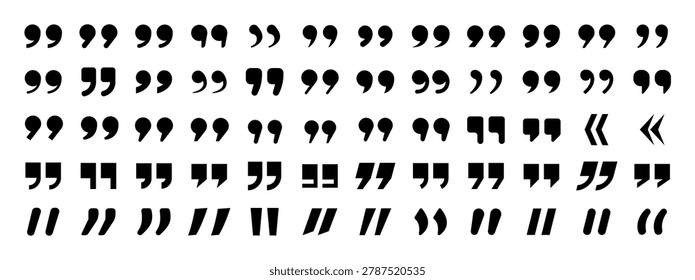 Quotes icon set. Quote symbol and mark quote. Quotemarks outline vector.