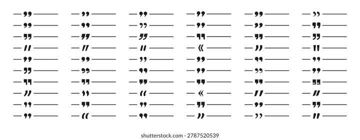 Quotes icon set. Quote symbol and mark quote. Quotemarks outline vector.
