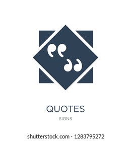 quotes icon vector on white background, quotes trendy filled icons from Signs collection, quotes vector illustration