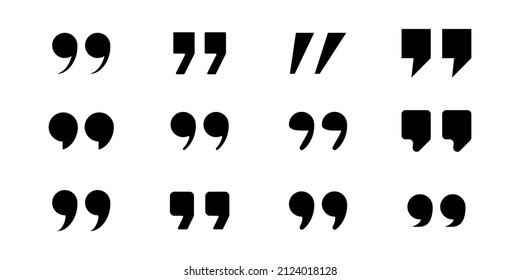 Quotes icon vector set. Set of black quote mark on isolated background. Quote marks. Vector illustration EPS 10