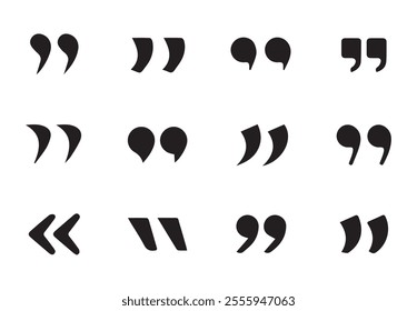 Quotes icon vector set. Black quotes icon. Speech mark. Inverted commas symbol. Mobile dark mode apps Vector illustration EPS 10