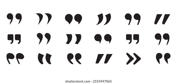 Quotes icon vector set. Black quotes icon. Speech mark. Inverted commas symbol. Mobile dark mode apps Vector illustration EPS 10