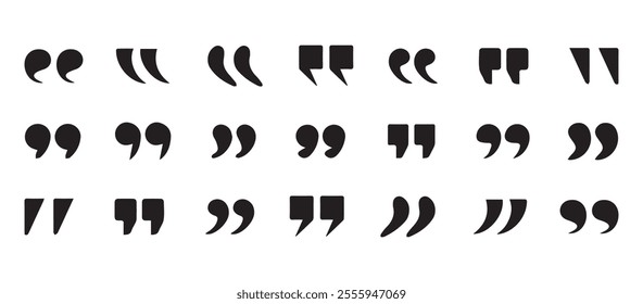 Quotes icon vector set. Black quotes icon. Speech mark. Inverted commas symbol. Mobile dark mode apps Vector illustration EPS 10