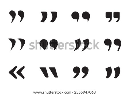 Quotes icon vector set. Black quotes icon. Speech mark. Inverted commas symbol. Mobile dark mode apps Vector illustration EPS 10