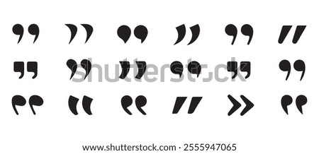 Quotes icon vector set. Black quotes icon. Speech mark. Inverted commas symbol. Mobile dark mode apps Vector illustration EPS 10