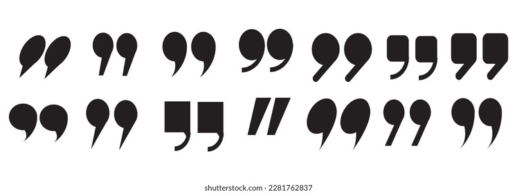 Quotes icon vector set. inverted commas or talking marks collection. Black quotes icon Vector illustration.