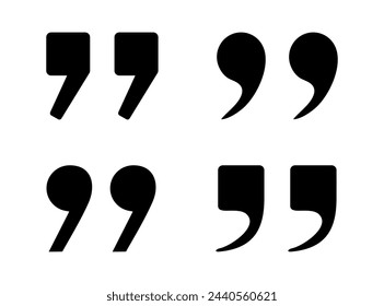 Quotes icon vector set. Quotation mark collection isolated on white background. Inverted commas symbol. Templates black quote signs, minimal graphic design elements. Vector illustration