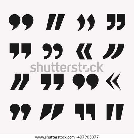 Quotes icon vector set. Quote marks black symbol  isolated from background. 