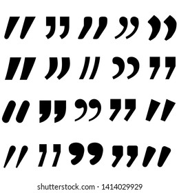Quotes icon vector set. Quotemarks outline, speech marks, inverted commas or talking marks collection. Vector line art illustration isolated on white background