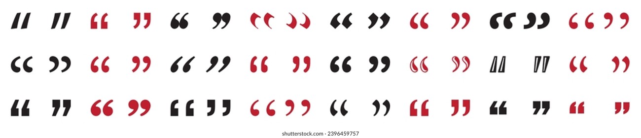 Quotes icon vector set. Quotemarks outline, speech marks, inverted commas or talking marks collection. Talk bubble speech icon. Black quotes icon. Vector