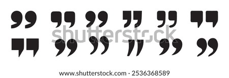 quotes icon vector sign design.Quote Icon Object. Quotemarks outline, speech marks, inverted commas or talking marks collection.Vector Illustration