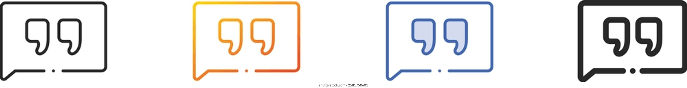 quotes icon.Thin Linear, Gradient, Blue Stroke and bold Style Design Isolated On White Background