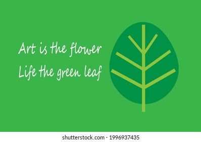 Quotes of leaf in green color background.