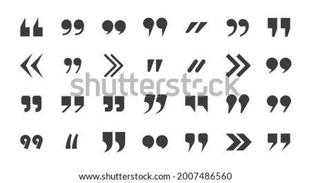 Quotes marks collection. Speech punctuation commas. Remark buttons. Isolated vector illustration.