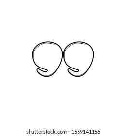 Quotes marks. Quotation marking speech punctuation excerpt commas double comma. Remark button vector set with hand drawn doodle style vector