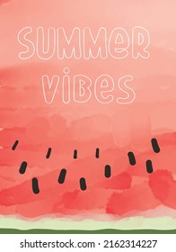 Quotes on a summer background of watermelon. Hello summer lettering and watermelon. vector illustration.