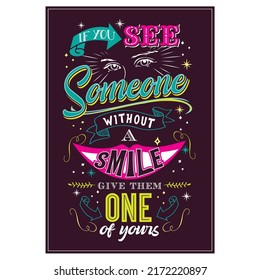 Quotes positive energy poster design in vintage style