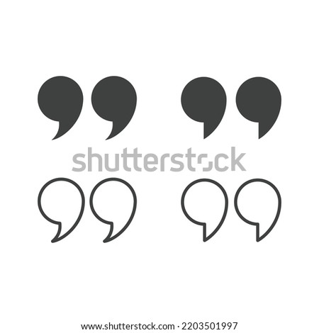 Quotes, quotation marks black isolated vector icon set. Speech mark icons.