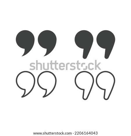 Quotes, quotation marks black isolated vector icon set. Speech mark icons.