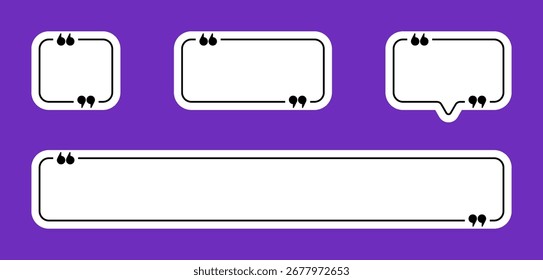 Aspas no design de vetor de forma linear de retângulo e quadrado