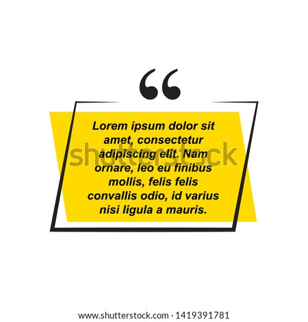 Quotes shapes. Text boxes remark sentences quotes vector typography frame template