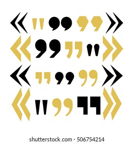 Quotes sign set. Vector stock illustration for chat design, text box template, citing block isolated on white background.