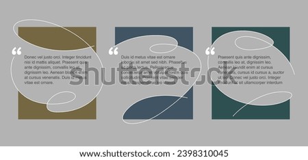 Quotes template in 3 decorative calligraphic. Creative quotation marks and copy place with sample text, message box - vector typographic block or website element