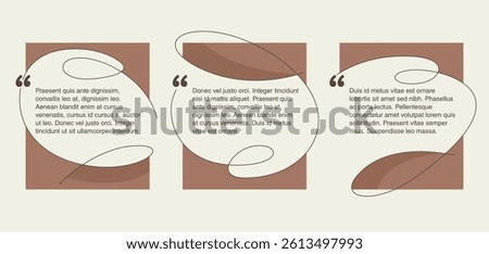 Quotes template in 3 decorative calligraphic. Creative quotation marks and copy place with sample text, message box - vector typographic block or website element