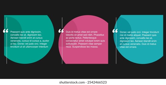 Quotes template in circle message shape. Creative drawn elements and copy place with sample text, message bubbles shape