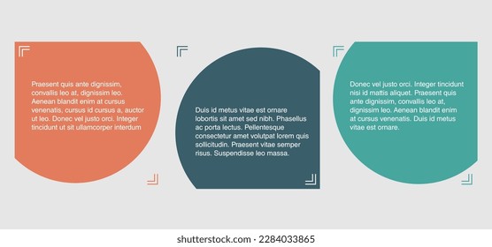 Quotes template in cropped circular colorful frame. Creative quotation marks and copy place with sample text, message box