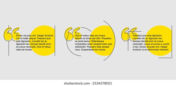 Quotes template - decorative frames with thin line quotation marks - copy space for messages, statements, review, slogan or other text