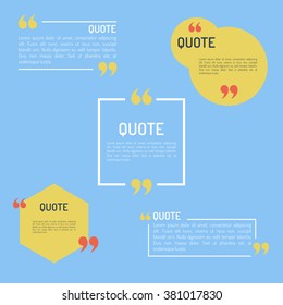 Quotes Template in flat style Colored Flat Quotes Set Vector