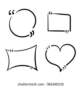 Quotes template hand drawn set isolated on a white background vector