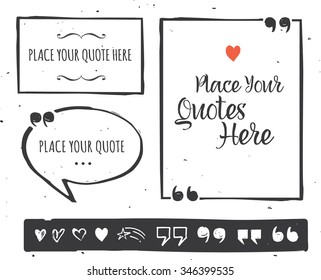 Quotes templates - hand drawn black and white set