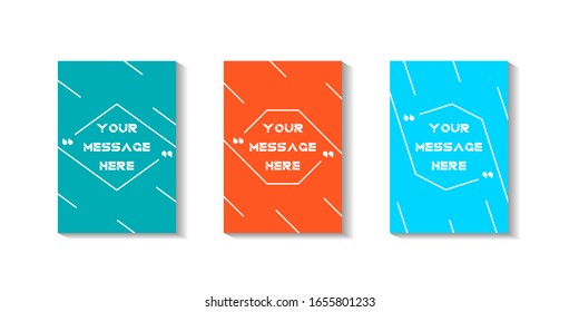 Cita plantillas de cuadro de texto. Conjunto de fondos de colores con diseño de formularios de presupuesto para la portada, volante, afiche, folleto, tipografía u otros productos de impresión. Ilustración vectorial.
