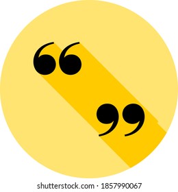 quotes, text outline icon in long shadow style