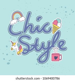 Quotes t-shirt design with cute patches