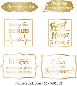 quotes typography nurse doctor medical field gold foil brush stroke funny