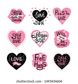 Quotes. Valentine lettering love collection. Hand drawn lettering with beautiful text about love.