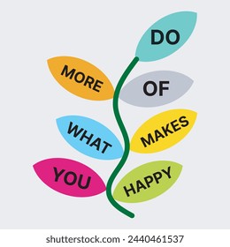 Quotes vector design with text do more of what makes you happy inspirational quotes design in a plant shape 