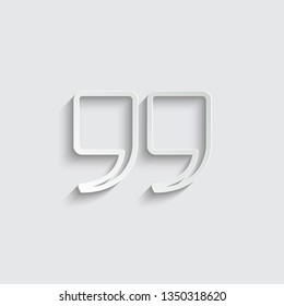  quotes  vector icon. quotes symbol with shadow on a grey background