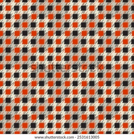 Quotidian seamless pattern design with lines and squares in red and black. Decorative vector background for print, textiles and wallpaper