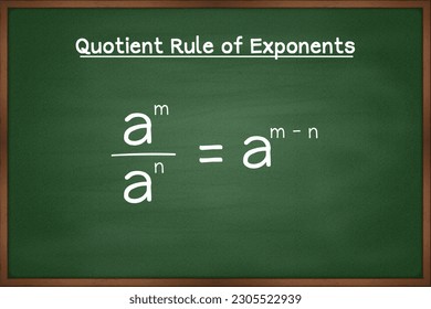 Quotient Rule of Exponents Algebra Formula on Green Chalkboard Vector