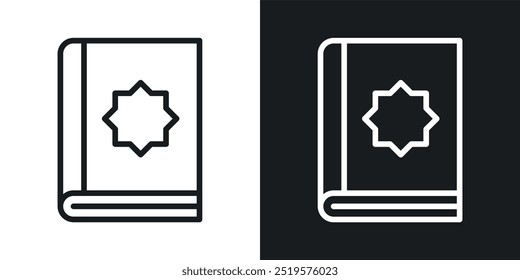 Quran book black and white icon.