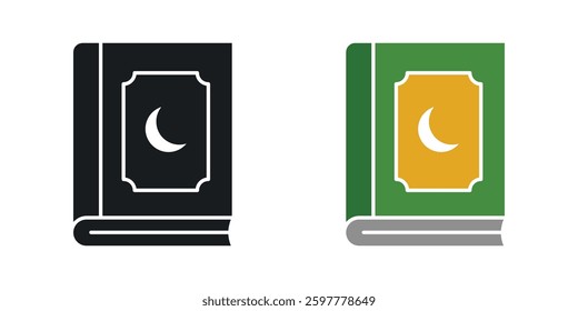Quran Book colored icon set. Stock Vector