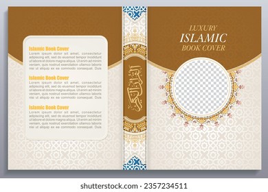 Quran book cover, islamic book cover, with arabic ornament Background colorful with luxury design
