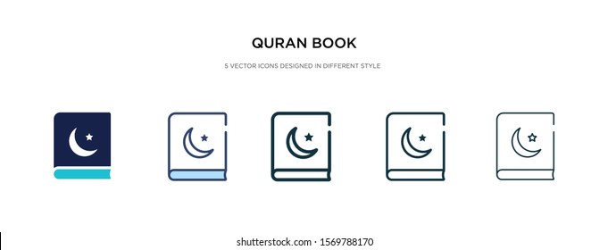 quran book icon in different style vector illustration. two colored and black quran book vector icons designed in filled, outline, line and stroke style can be used for web, mobile, ui