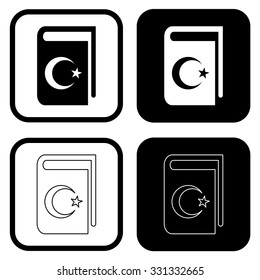 Quran book icon . Book icon with Islam symbol . Vector illustration