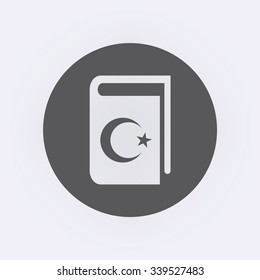 Quran book icon . Book icon with Islam symbol . Vector illustration